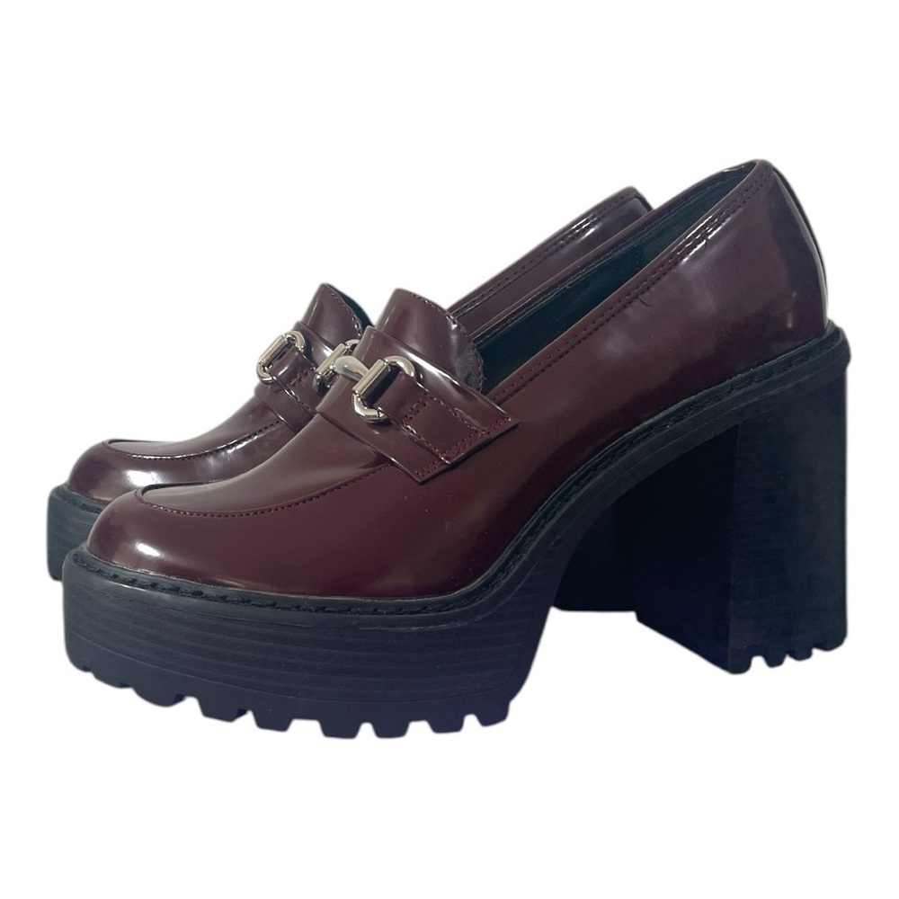 New* Madden Girl Kiera Platform Lug Loafer Pump Oxblood Box 9.5M